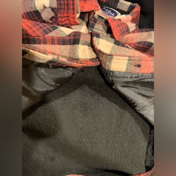 NWT Jack South NY Red Plaid Flannel Shirt Jacket Shacket Sherpa Lining Size L - Picture 4 of 9